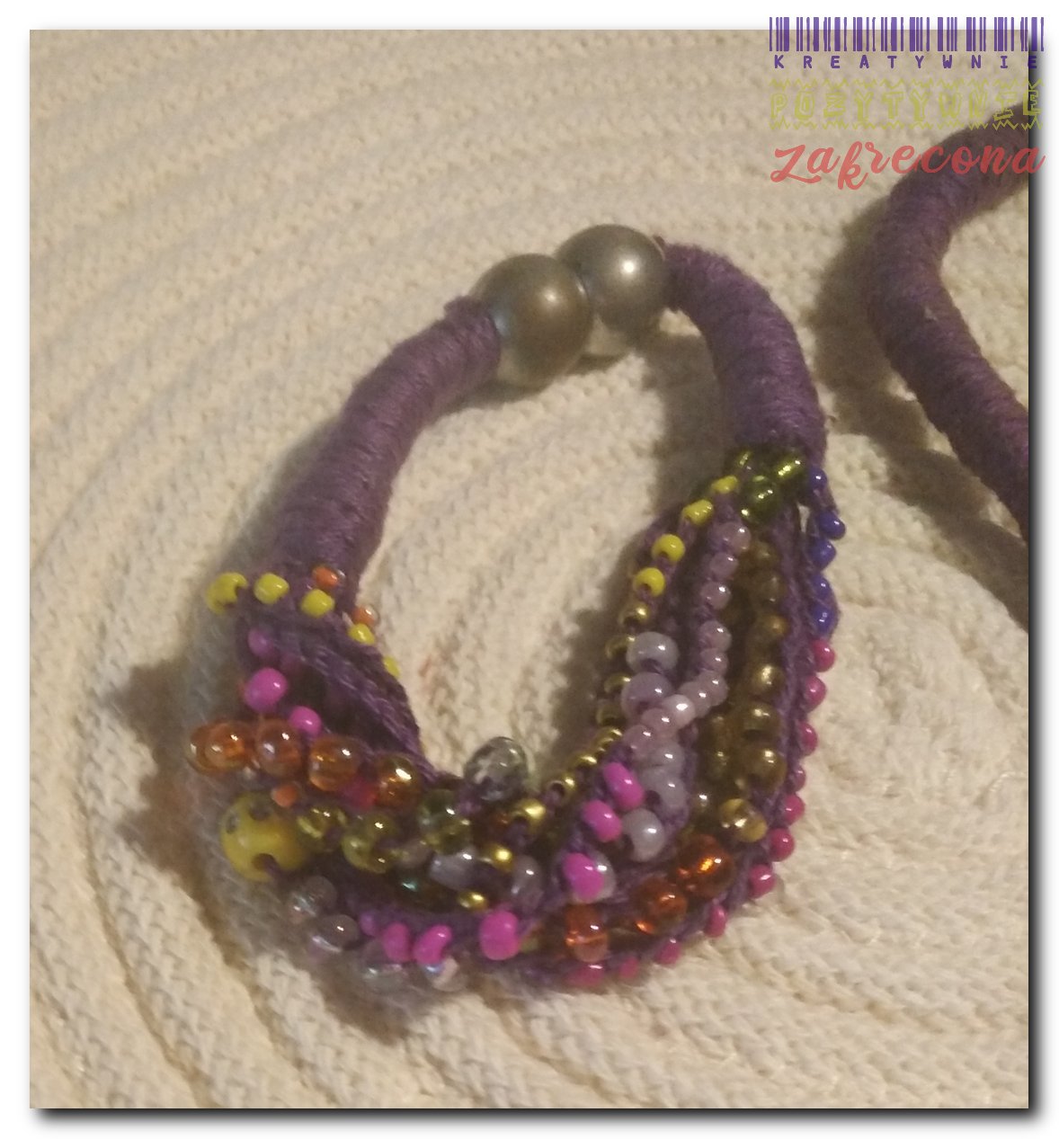 Naszyjnik i bransoletka (komplet fioletowy)