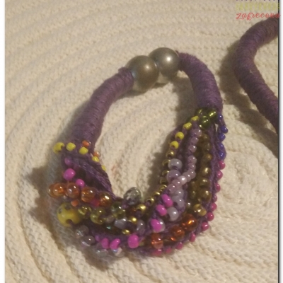 Naszyjnik i bransoletka (komplet fioletowy)