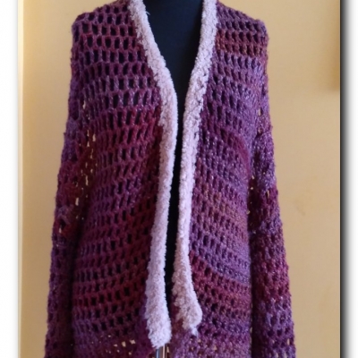 Kardigan typu cocoon z futerkiem