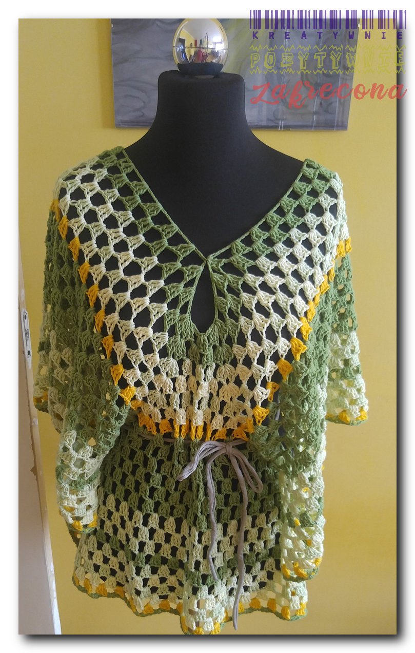 Zielono-żółta bluzka/ponczo 