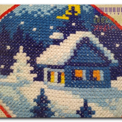 Poduszka z pejzażem zimowym