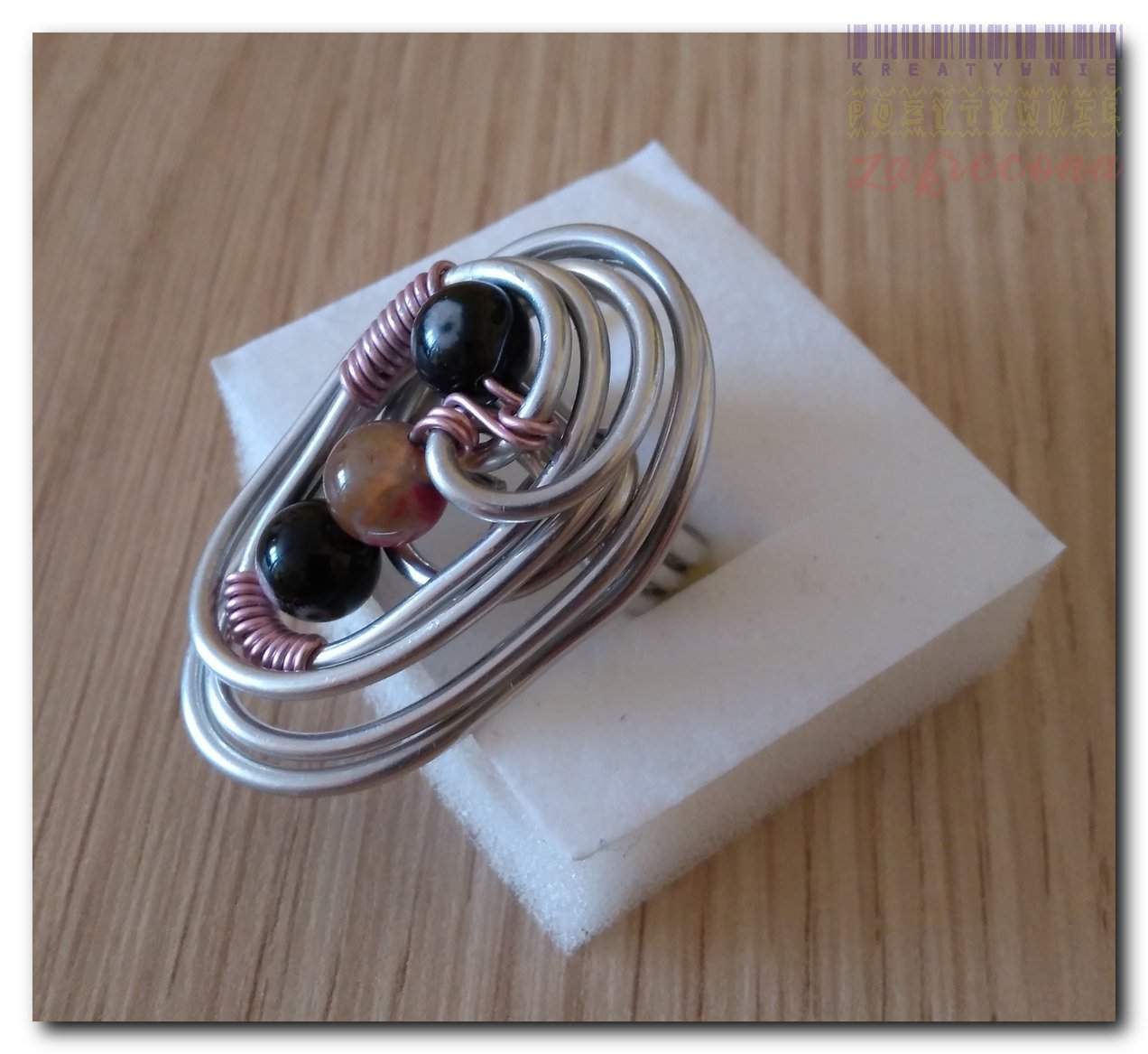 Agat ognisty - pierścionek