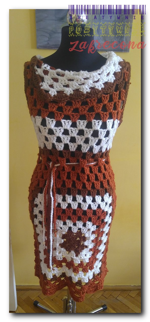 Ciepła sukienka "granny square"