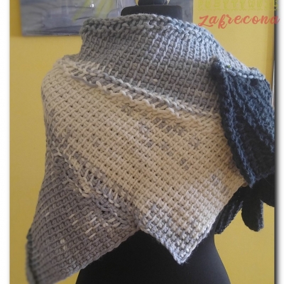 Szal "Ogon smoka" ściegiem tunezyjskim