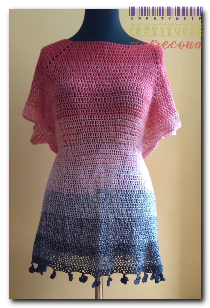 Bluzka różowo-czarna