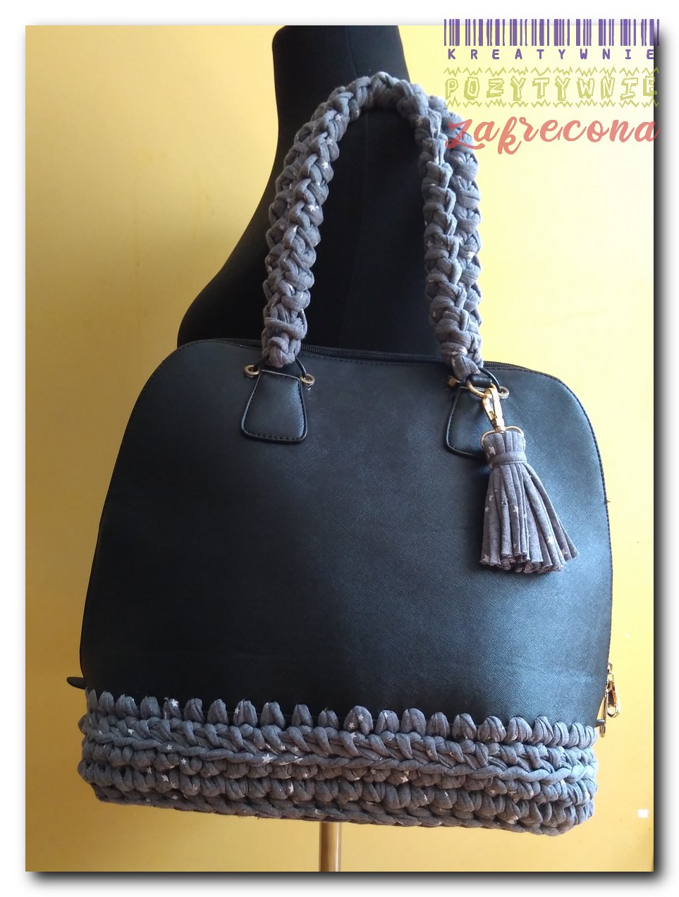 Duża, czarna shopperka