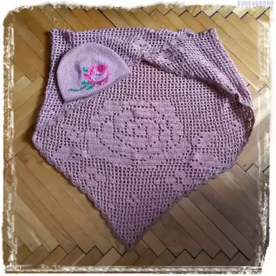 Czapka i chusta Róża