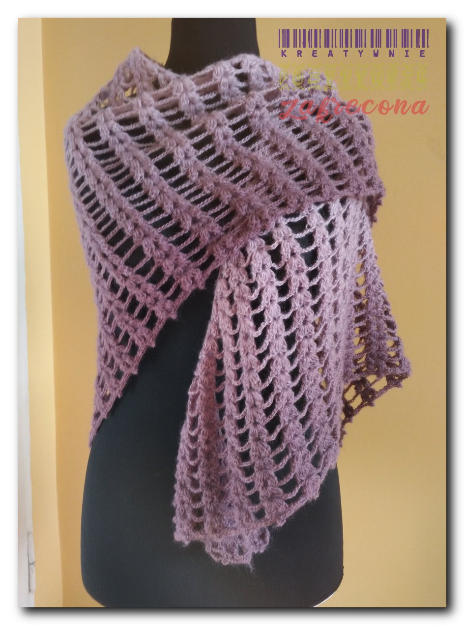 Chusta moherowa - motyw "liści"