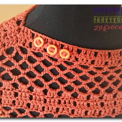 Bluzeczka wzorem ażurowym - pomarańczowa