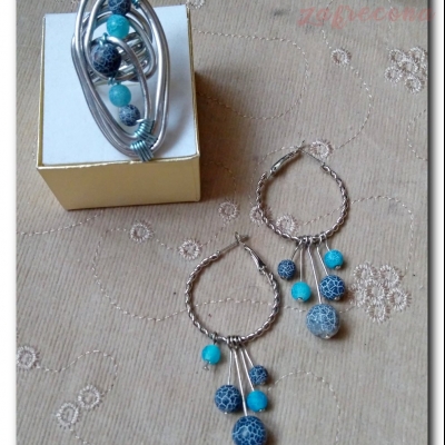 Agat trawiony w niebieskich odcieniach