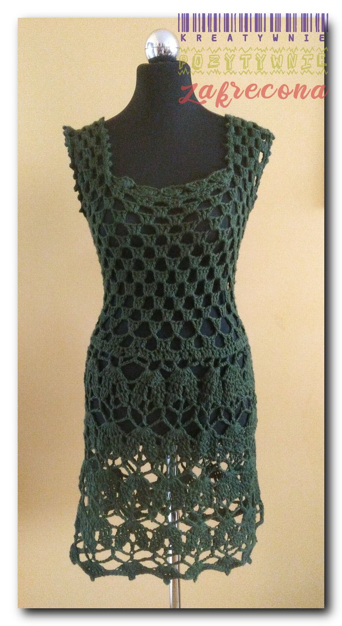 Zielona, ażurowa sukienka