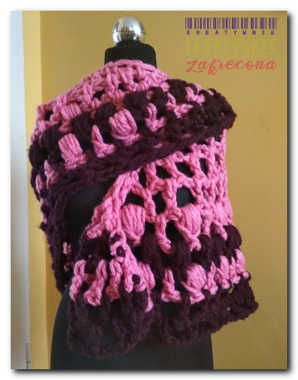 Gruba chusta filotetowo-różowa