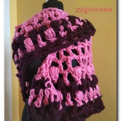 Gruba chusta filotetowo-różowa