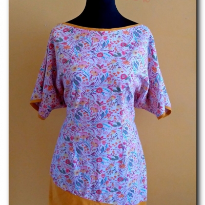 Musztardowa sukienka "letnia łąka"