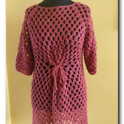 Sukienka koralowa "Granny Stitch"