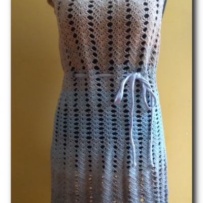 Sukienka błękitno-beżowa