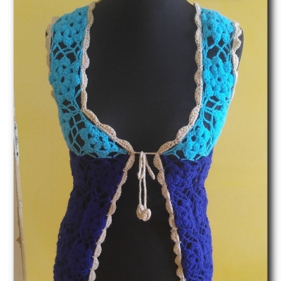 Kamizelka patchworkowa z frędzlami